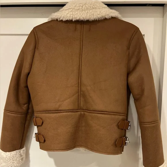 Love Tree Brown Bomber Jacket with Cream Accents - Picture 3 of 4